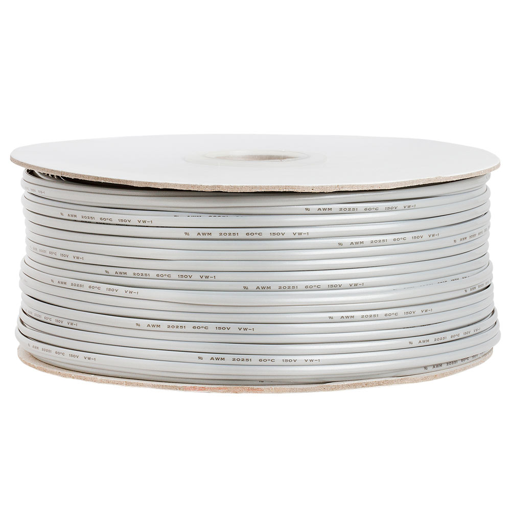 Phone Cable FLAT 4 Wire, Solid, Silver - 1000ft, 26AWG