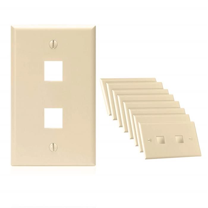 10PCS Two Port Keystone Wall Plates - Ivory