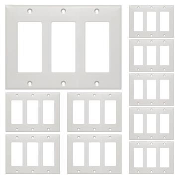 10 PCS 3-Gang Blank Decora-Size Wall Plate	