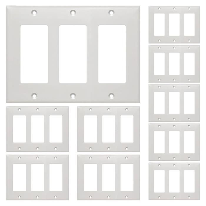 10 PCS 3-Gang Blank Decora-Size Wall Plate	