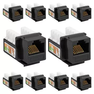 10 PCS Black Cat-5e Keystone Jacks