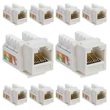 10 PCS White Cat-5e Keystone Jacks