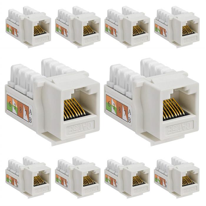 10 PCS White Cat-5e Keystone Jacks