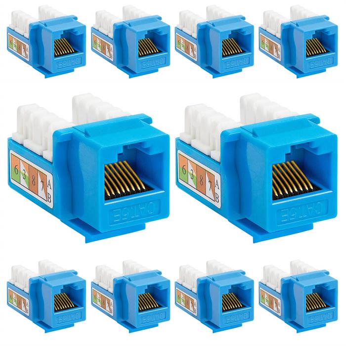 10 PCS Blue Cat-5e Keystone Jacks