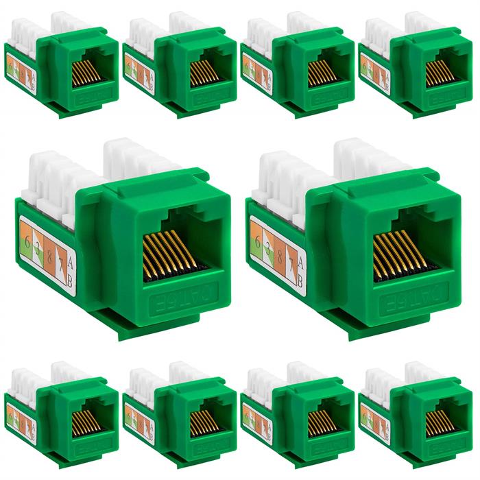 10 PCS Green Cat-5e Keystone Jacks