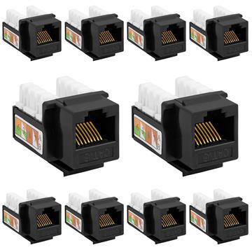 10 PCS Black Cat-6 Keystone Jacks