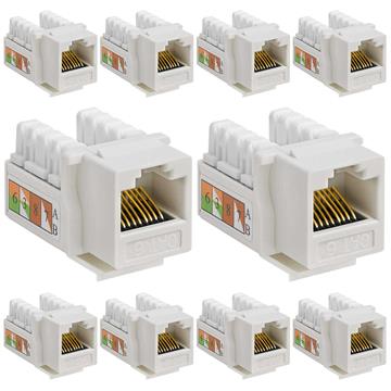 10 PCS White Cat-6 Keystone Jacks