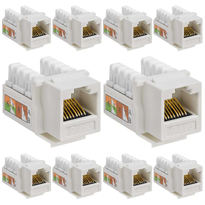 10 PCS White Cat-6 Keystone Jacks