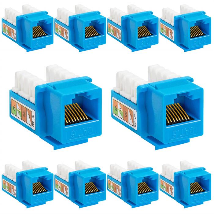 10 PCS Blue Cat-6 Keystone Jacks