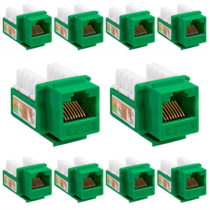 10 PCS Green Cat-6 Keystone Jacks