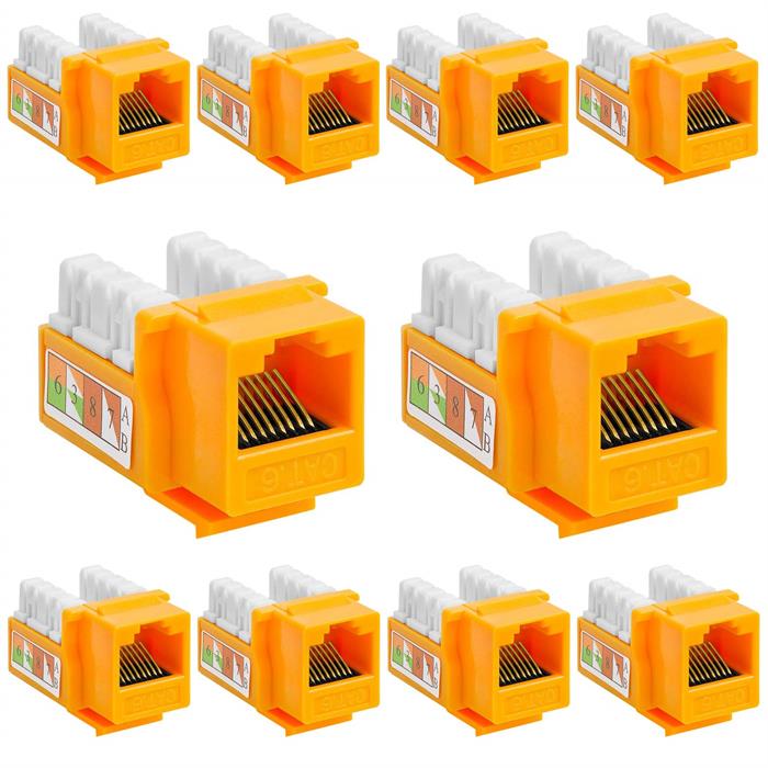 10 PCS Yellow Cat-6 Keystone Jacks