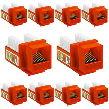 10 PCS Orange Cat-6 Keystone Jacks