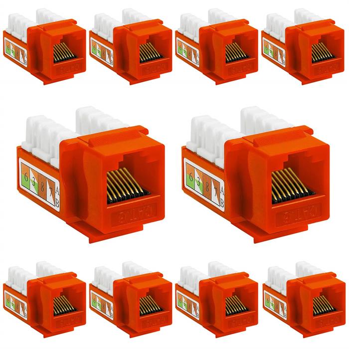10 PCS Orange Cat-6 Keystone Jacks