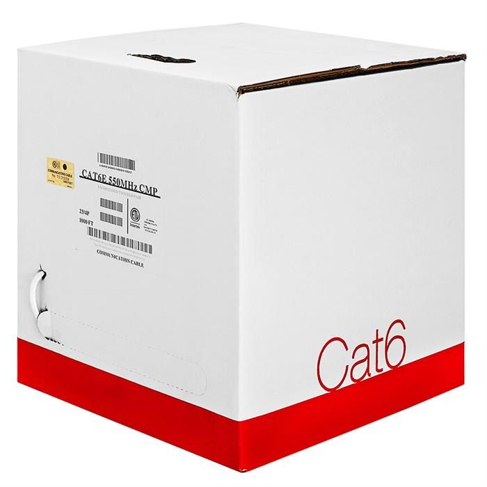 CMP Rated 550Mhz Plenum Bare Copper Cat6 White Cable 1000 Feet Box