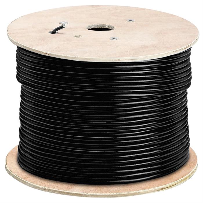 Shielded Cat6e NET Bare Copper Cable on Wooden Spool – 1000 Feet Black	