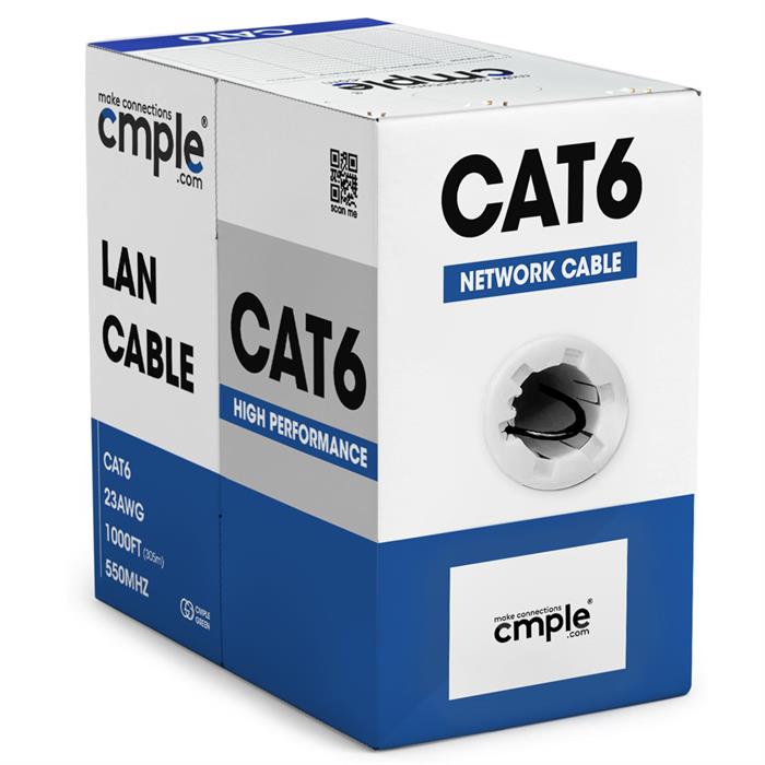 CAT6 1000 Feet CCA Ethernet Cable 23AWG Bulk Network Wire, Black	