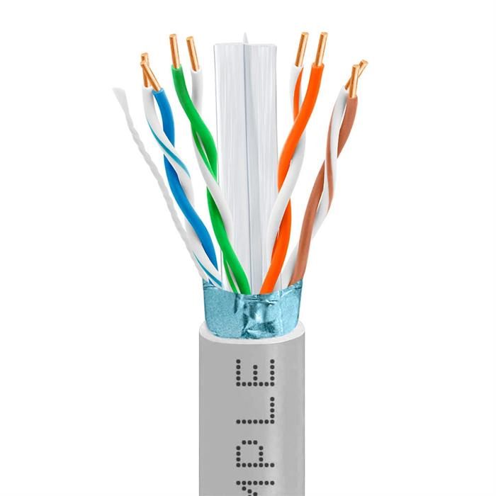 Cat6 Shielded 23AWG Bare Copper CMR-Rated Internet Bulk Cable - 1K Feet Gray	
