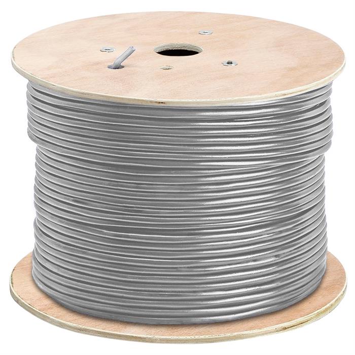 Shielded Cat6e NET Bare Copper Cable on Wooden Spool – 1000 Feet Gray	