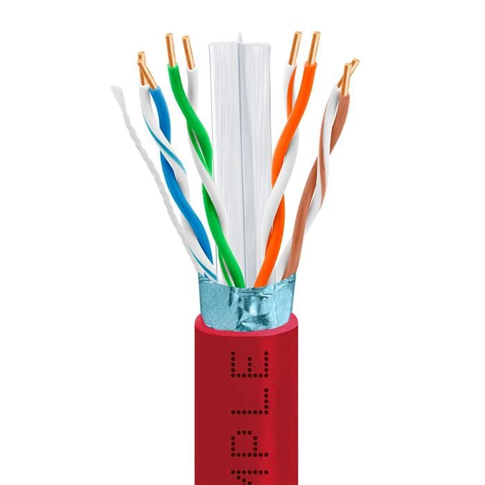 Cat6 Shielded 23AWG Bare Copper CMR-Rated Internet Bulk Cable  - 1K Feet Red