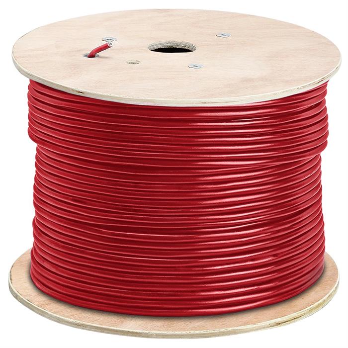 Shielded Cat6e NET Bare Copper Cable on Wooden Spool – 1000 Feet Red