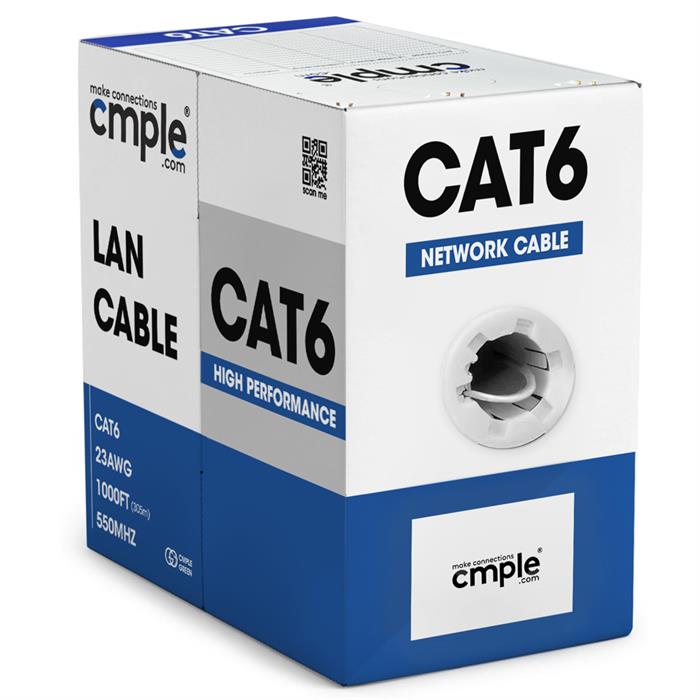 CAT6 CCA Ethernet Cable 23AWG Bulk Network Wire, 1000 Feet White	