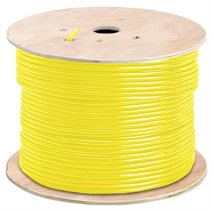 Shielded Cat6e NET Bare Copper Cable on Wooden Spool – 1000 Feet Yellow	