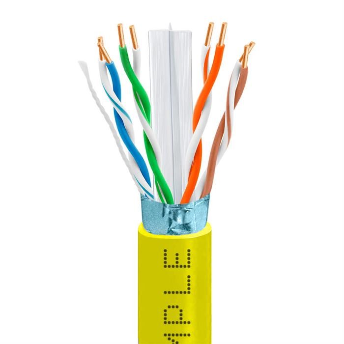 Cat6 Shielded 23AWG Bare Copper CMR-Rated Internet Bulk Cable - 1K Feet Yellow
