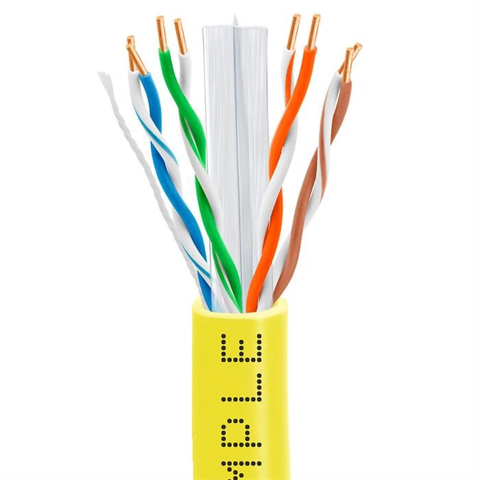 CAT6 CCA Ethernet Cable 23AWG Bulk Network Wire, 1000 Feet Yellow