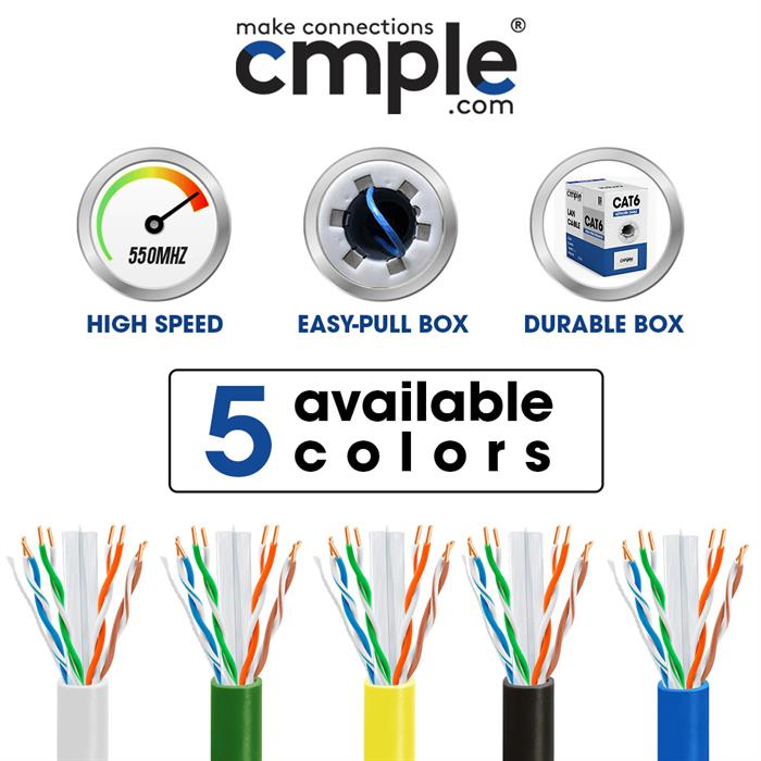 1000ft Cat 6 Riser Ethernet Cable Yellow | Unshielded | CMR, 23AWG, UTP
