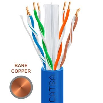 CAT6A 1000 Feet Bare Copper UTP Ethernet Cable 23AWG Bulk Network Wire, Blue