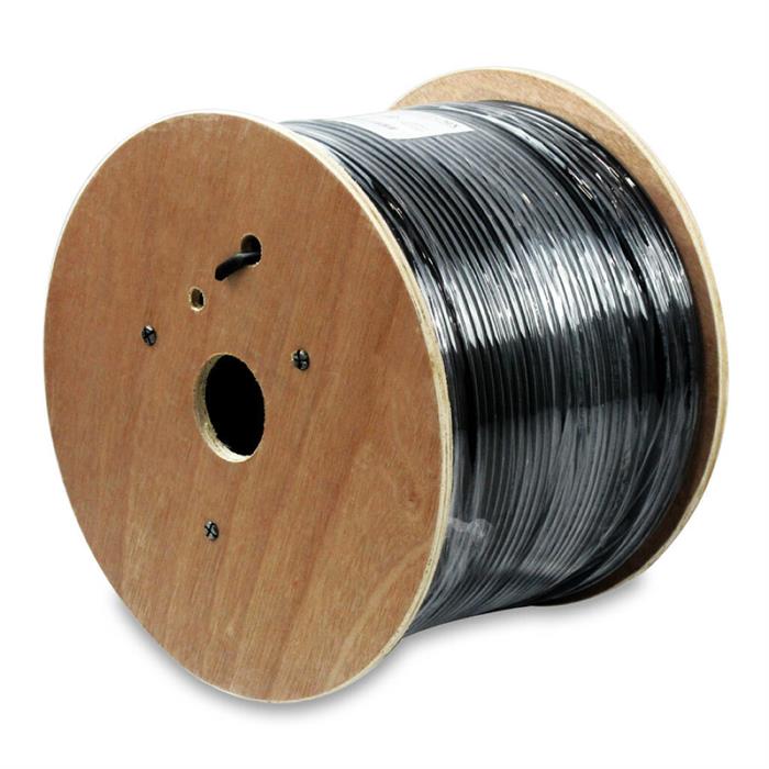 CAT5e, 350 Mhz, DB,Waterproof, 24AWG Bare Copper, 1000FT, Black, Reel Ethernet Cable