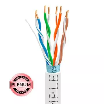 Plenum CAT5e 1000ft Pure Bare Copper LAN Shielded Cable 24 AWG Bulk Network Wire, White	