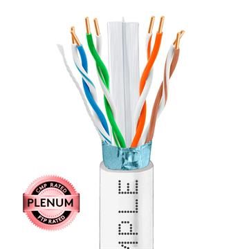 Plenum CAT6 1000ft Pure Bare Copper LAN Shielded Cable 23 AWG Bulk Network Wire, White	