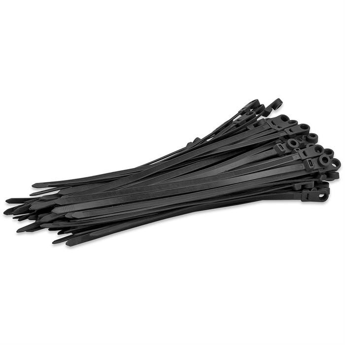14" 120-lbs Mountable Head Cable Tie Pack of 100 - Black