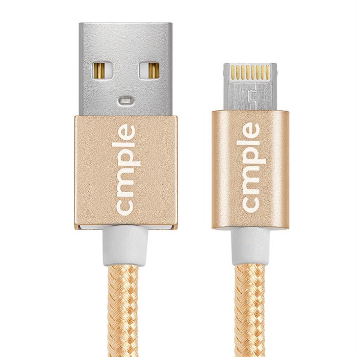 2 in 1 USB 2.0 A Male To Reversible Lightning/Micro B Male Cable - 3 Feet, Gold