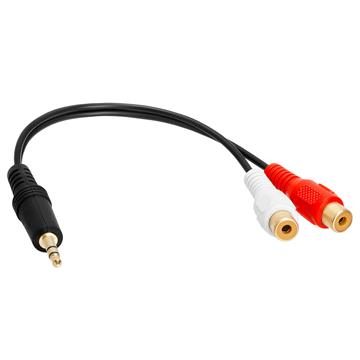 3.5mm Mini Plug to 2 RCA Female Audio Stereo Adapter - 6 inch