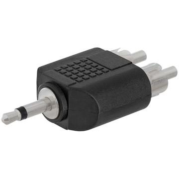 3.5mm Mono Plug to 2xRCA Plug Adapter - Straight