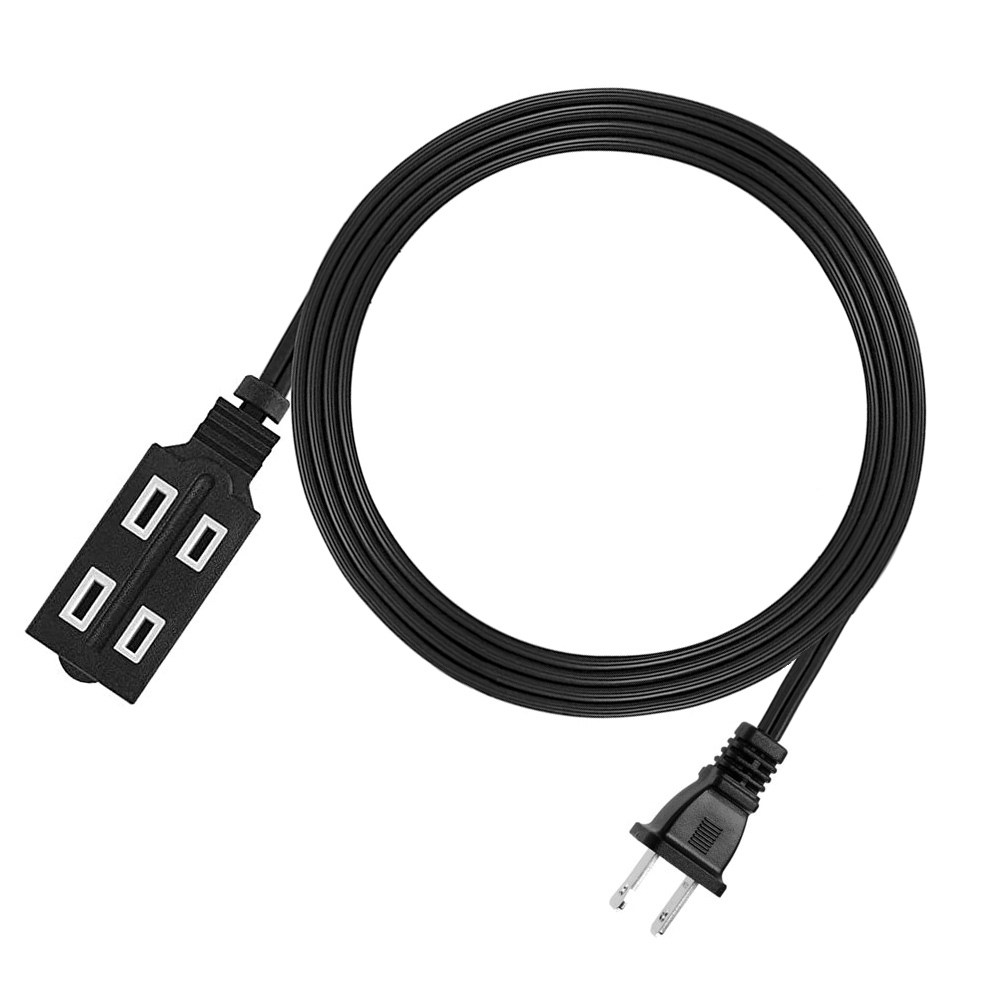 UPC848076014961 - Black Extension Cord, 3 Outlet, 2 Prong