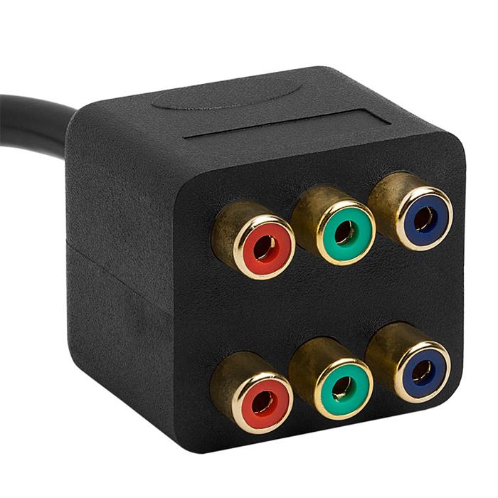 3-RCA Component Video 1 Male to 2 Female RGB Splitter