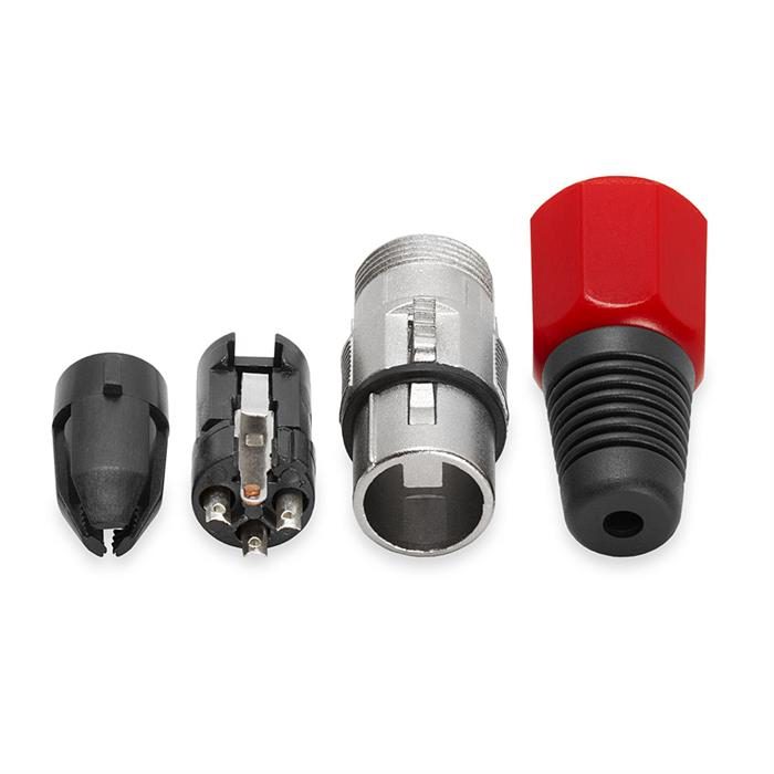 3P XLR Female Microphone Connector – Red/Black