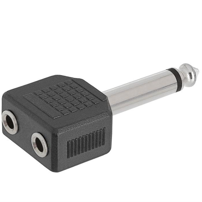6.35mm Mono Plug to 2x3.5mm Stereo Jack Adapter