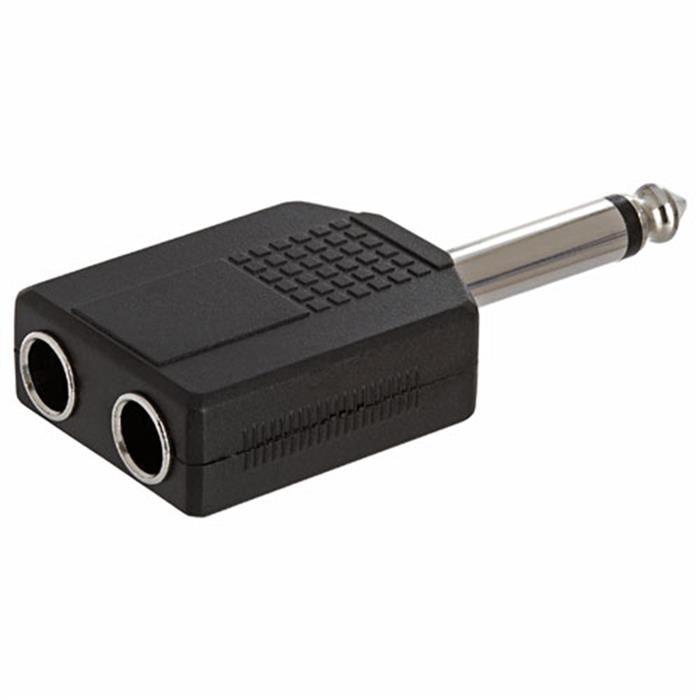 6.35mm Mono Plug to 2x6.35mm Mono Jack Adapter