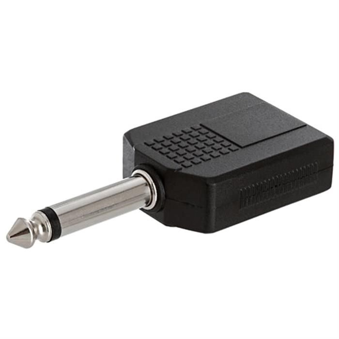 6.35mm Mono Plug to 2x6.35mm Stereo Jack Adapter