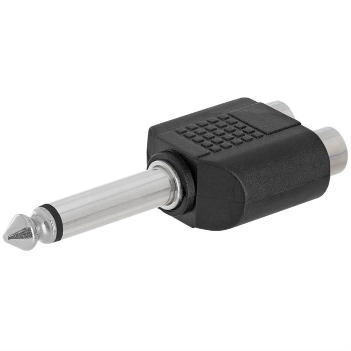 6.35mm Mono Plug to 2xRCA Jack Adapter - Straight