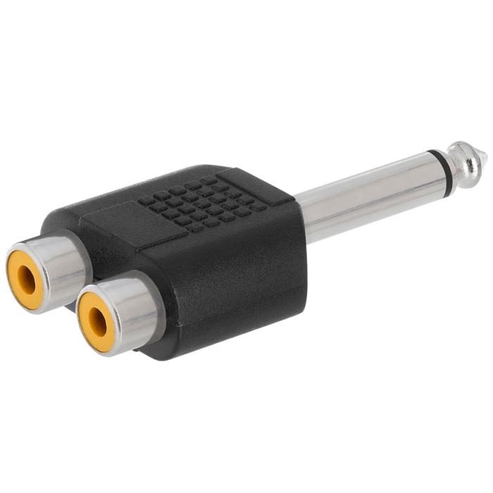 6.35mm Mono Plug to 2xRCA Jack Adapter - Straight