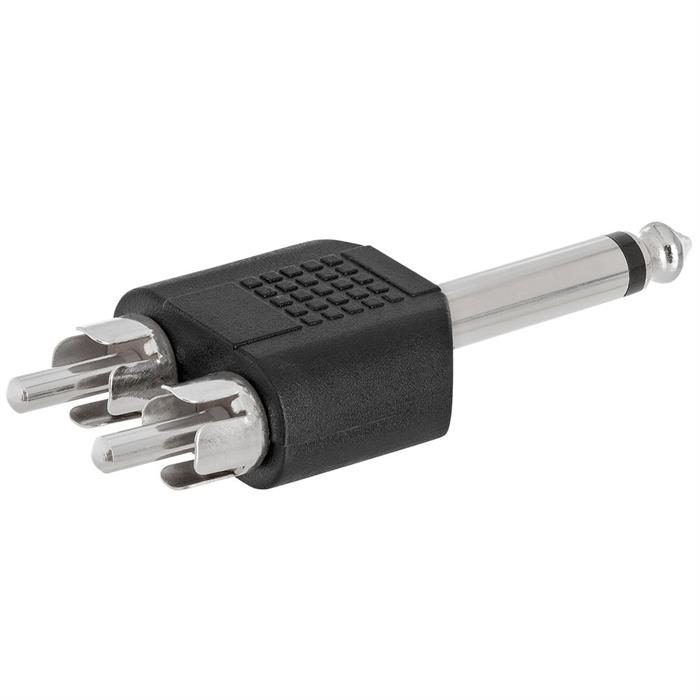 6.35mm Mono Plug to 2xRCA Plug Adapter - Straight