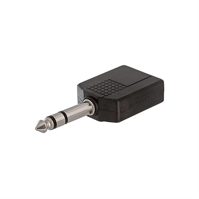 6.35mm Stereo Plug to 2x6.35mm Stereo Jack Adapter
