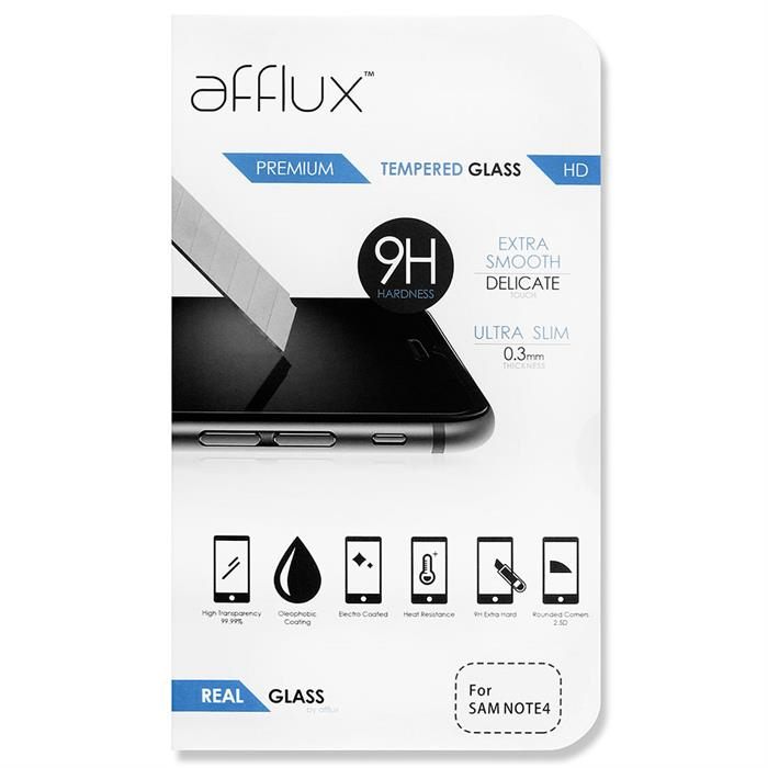 Afflux Premium Real Tempered Glass Screen Protector For Galaxy Note 4
