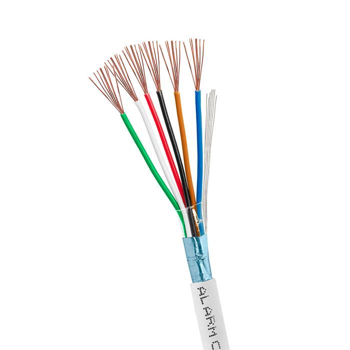 Alarm/Security 22/6 Shielded Stranded CMR FTP CL2R 100% Bare Copper Cable - 1000 Ft White