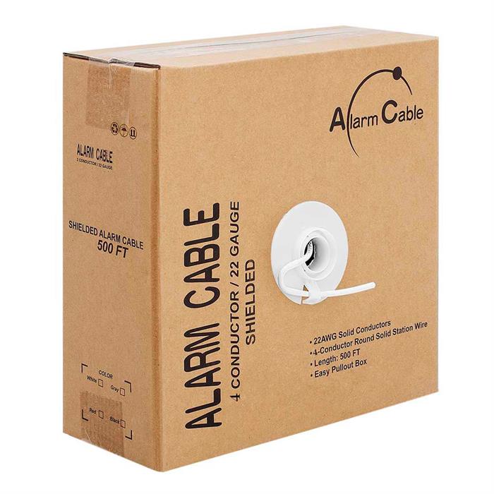 Alarm/Security Shielded 22/4 Solid Cable - Pull Box 500 Feet White